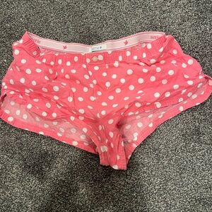 Aerie Pink and White Polka Dot Athletic Shorts